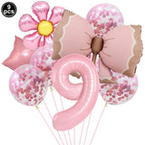 Popxstar  5pcs Bow Balloon Birthday Decorations Bow Tie Pink Balloon Bow Balloon Wedding Bride Shower Birthday Girl Decoration Bow Balloon