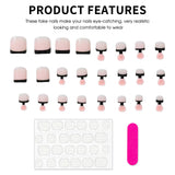 Popxstar  Black French Tip Fake Toenails Summer Nude Color Wearable Press on Nails Simple Charm Manicure Stick-on False Toe Nails 24Pcs