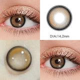 Popxstar 1 Pair 14mm Colored Contact Lenses For Eyes Fashion Natural Brown Lenses Small Beautiful Pupil with Myopia Degree Yearly Use