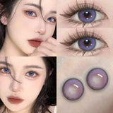 Berry Violet Color Contact Lens Round Lens Contact Big Eyes Prescription Myopic Diopter Natural Lens Student Lens