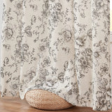 Popxstar Cotton Linen Curtains Floral Curtains for Living Room Rod Pocket Farmhouse Peony Flower Patterned Drapes Bedroom Window Curtain