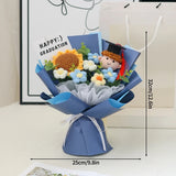Popxstar  Crocheted Sun Flower Bouquet Graduation Flower Bouquet Gifts Artificial Flower Decorations Finished Sunflowers Graduation Gifts