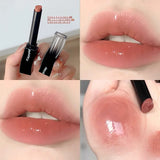 Popxstar Red Lip Tint Black White Tube Lipstick Light Watery Lip Glaze Soft Mist Lip Gloss Moisture Lipstick 1pcs Mirror Watery