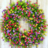 Popxstar spring decor 40cm Artificial Wildflower Wreath Handmade Colorful Spring Summer Floral Garland Background Wall Window Front Door Wedding Decor