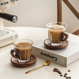 Popxstar  Glass Coffee Cup Set with Coaster, Milk Cup, Tea Cup, Latte Cup, for Cafes, Home Use, Restaurants, Coffee Bar Accessories