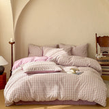 New 100% Cotton Bedding Set 1pc Duvet Cover and 2pcs Pillowcases  Plaid Soft Skin Friendly Bedding Single and Double King Size