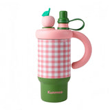 New Coffee Cup for Girls High Appearance Level Checkered InS-style Straw Cup Stainless Steel Portable Handle Insulated Cup