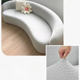 Curved Sofa Slipcover Textured Stretch Couch Cover Modern Cloud Sectional Sofa Protector Furniture Protective Cover