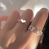 Popxstar  Vintage Pink Roman Numerals Cool Rings Set for Women Rock Hip Hop Twist Geometry Open Ring Fashion Ins Jewelry Gifts