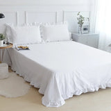Popxstar White Flat Sheet Thickened 100% Cotton Bedding Sheets queen Lotus Leaf Flat Bed Sheet Duvet cover or pillowcases quilt case