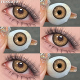 Popxstar  2pcs Color Brown Contact Lenses for Eyes Fashion Natural Gray Softlens Eye Makeup Contacts Yearly Cosmetic Color Lens