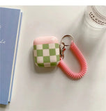 Popxstar Checkerboard Lattice Earphone Charging Cute Cover for AirPods 1 2 3 Pro Wireless Earphone Bling Bracelet Chain Case Gift