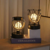 Popxstar  1PC Indoor Iron Wire Cage Design Night Light,Battery-Powered LED Lamp, Decorative Table Lighting for Bedroom, Living Room