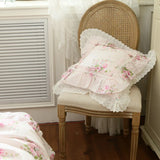 Romantic Rose Decorative Pillow Covers Bed Cushion Cover Garden Sofa Throw Pillows Cover Bedding Pillowcase Ruffle Design
