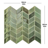 10 Sheets 3D green Self-Adhesive Wall Stickers Kitchen Backsplash Tiles Peel and Stick for Home Wall DIY (30 x 30cm)