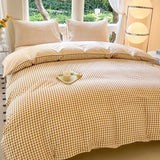 Popxstar  Black White Small Checks Printed Bed Set Floral Duvet Cover Pillowcase Bedding Set Bed Sheet Quilt Cover Single Queen King Size
