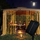 Solar Curtain Lights LED Waterfall Light with 8 Modes Fairy String Lights for Outdoor Christmas Party Holiday Wedding Decoration