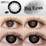 Myopia 15MM Black Diomonds Lenses with Degree 1 Pair Big Eyes Natural Black Lenses Brown Colored Contacts Gray Purple Lens