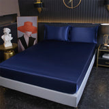 Popxstar Luxury Satin Fitted Sheet High-End Solid Color Mattress Cover With Elastic Band Bedsheet 140x200 200x220 Fit Sheet