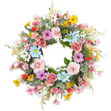 Popxstar  Artificial Daisy Flower Wreath for Spring,Valentine Easter Door Wall Decor, Wedding Party Garland Indoor Outdoor Home Decoration