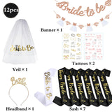 Popxstar  Hen Party Supplies Set Bride To Be Sash Bridal Veil Headband Tiara Tattoos Bridal Shower Wedding Decoration Bachelorette Favors