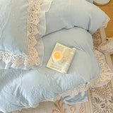 Popxstar  4Pcs Vintage French Romantic Lace Ruffles Carved Velvet Warm Winter Princess Bedding Set Duvet Cover Set Bed Sheet Pillowcases