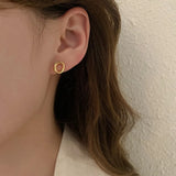 Popxstar Classic Simple Irregular Ellipse Little Stud Earrings for Women Cute Temperament Stainless Steel Korea Fashion Jewelry Accessory
