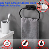 Popxstar Stainless Steel Towel Holder Self-adhesive Bathroom Towels Rack Black Washhand Hanger Ring Rail Bar Kitchen Storage Accessories