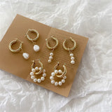 Popxstar Baroque Pearl Gold Color Hoop Earrings For Women Thick Circel Round Hoops Pearl Beads Ear Rings Korean Jewelry