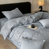 Luxury Premium 100% Cotton High Thread Count Jacquard 4 Piece Bedding Set Fitted Sheet Flat Sheet Duvet Cover
