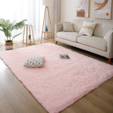 Popxstar White Fluffy Hall Carpet Modern Living Room Bedroom Home Decor Large Mats Thickened Non-Slip Girl Children's Room Pink Furry Rug
