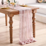 Popxstar 5PCS Sky blue Semi-Sheer Gauze Wedding Table Runner Vintage Cheesecloth Dining Party Christmas Banquets Arches Cake Table Decor