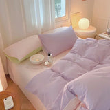 Popxstar  Simple Fresh Queen Bedding Set 100% Cotton Soft Comfortable Duvet Cover Set with Sheets Quilt Cover and Pillow Covers Bed Sets