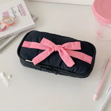 Popxstar INS Style Korean Fabric Craft Pencil Case Minimalist Bowknot Buggy Bag Student Stationery Bag Desktop Storage Bag
