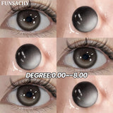 Popxstar  (0~-8.00 Degree) Myopia Contact Lenses for Eyes Colored Gray Pupils Brown Natural Lens Beauty Prescription Color Lens