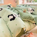 Popxstar Kawaii Bedding Set for Kids Ins Twin Queen Size Duvet Cover Flat Sheet Pillowcase No Filler Girls Boys Home Totel Bed Linens
