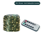 Popxstar shop party pieces 10-20M LED String Lights Fairy Green Wire Outdoor Christmas Light Tree Garland for New Year Street Home Party Wedding Decorion