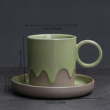 Creative Retro Coarse Ceramic Flow Glazed Coffee Cup Plate Set Latte Cup Home Makeup Cup