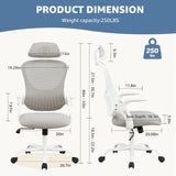 Popxstar Mesh Ergonomic Office Computer Desk Chair Flip-up Arms Adjustable Headrests Comfortable Lumbar Support For Home Office