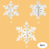 Popxstar  6pcs 3D white/laser snowflake hanging decorations, Christmas snowflakes, winter wonderland, New Year's party home decorations