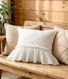 Farmhouse Decor Pillowcase , Romantic Lace Ruffle Skirt Decorative Pillow Cover ,Cotton Throw Pillow Covers for Sofa, Bed, Couch