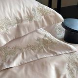 Popxstar  Elegant Flowers Embroidery Luxury Bedding Set Queen King 100S Egyptian Cotton Home Textile Bed Sheet Pillowcase Quilt Cover Set