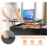 Popxstar Lift Top Coffee Tables For Living Room 39.37"x19.7" Desk Tea Wood Dining Tables Adjustable Storage Shelf Easy Lift Or Lower