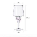 Popxstar  420ML Creative Pink Bow Cup Glass Desktop Decoration Home Christmas Party Drinkware Glass Cup Champagne Handmade Wine Glass Gift