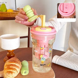 New Plastic Straw Water Bottles For Girls Summer Large Capacity Tea Water Separation Drinking Water Bottle For Schools Portable