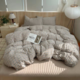 Popxstar  Nordic Ins Bedding Set Pure Cotton Duvet Cover Set Skin-Friendly Single Twin Full Queen Size Flat&Fitted Sheets Bed Sheets Set