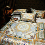 Popxstar  Premium 1000TC Egyptian Cotton Luxury Bedding Set Boho Style Digital Printing Duvet Cover Flat/Fitted Bed Sheet Pillowcases 4Pcs