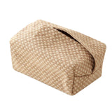 Popxstar Checkerboard Woven Tissue Box PU Leather Napkin Case Living Room Office Desktop Home Decoration Creative Paper Towel Cover