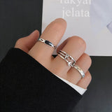 Popxstar  Vintage Pink Roman Numerals Cool Rings Set for Women Rock Hip Hop Twist Geometry Open Ring Fashion Ins Jewelry Gifts