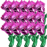 Popxstar Mini Red Rose Flowers Balloons Handheld Roses Shaped Flower Foil Balloon Valentine's Day Wedding Party Decor Supplies Wholesale